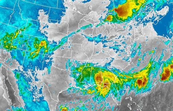 Tropical Storm Barry hits the US Gulf Coast in this satellite image released by the National Oceanic and Atmospheric Administration in 2001.